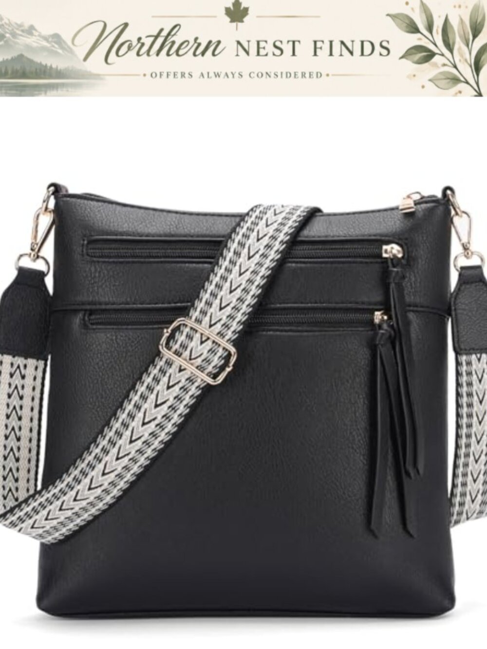 Vegan Leather Crossbody Bag with Adjustable Strap for Travel